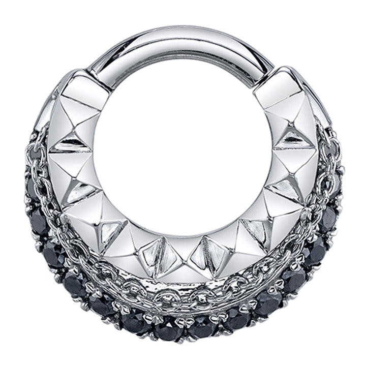 "Break the Chain" Hinge Ring in Gold & Platinum with Black Diamonds