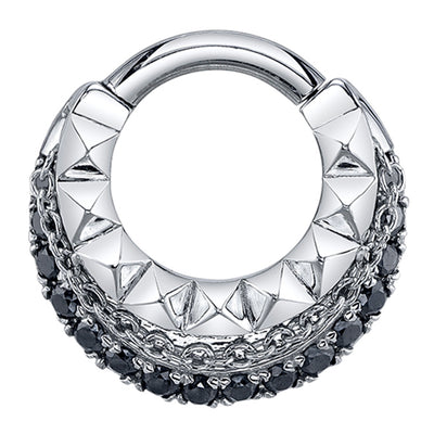 "Break the Chain" Hinge Ring in Gold & Platinum with Black Diamonds