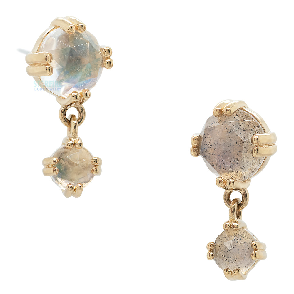 threadless: "Ava" End in Gold with Rose Cut Gemstones