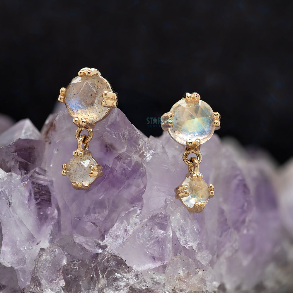 threadless: "Ava" End in Gold with Rose Cut Gemstones