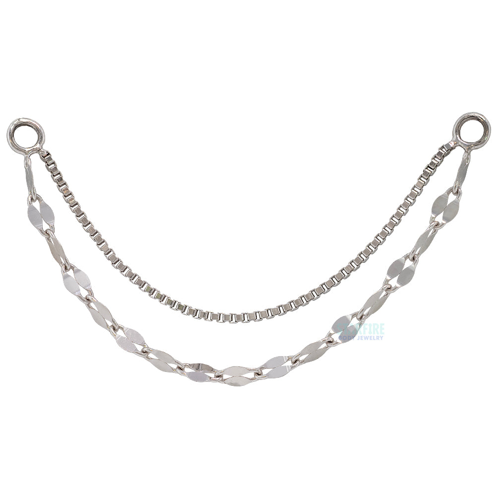 Box & Mirror Double Chain Attachment in Gold