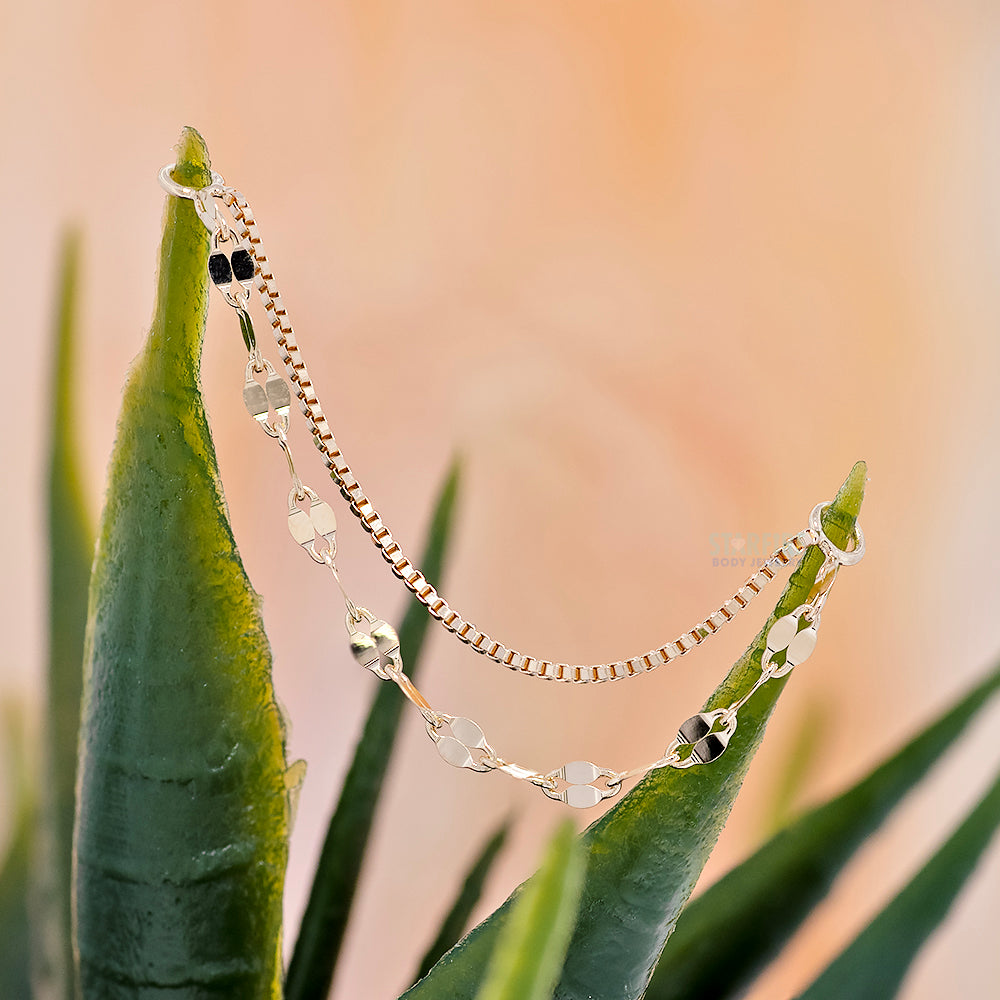 Box & Mirror Double Chain Attachment in Gold