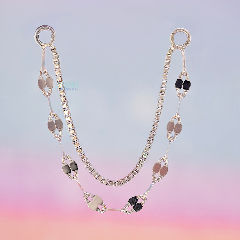 Box & Mirror Double Chain Attachment in Gold