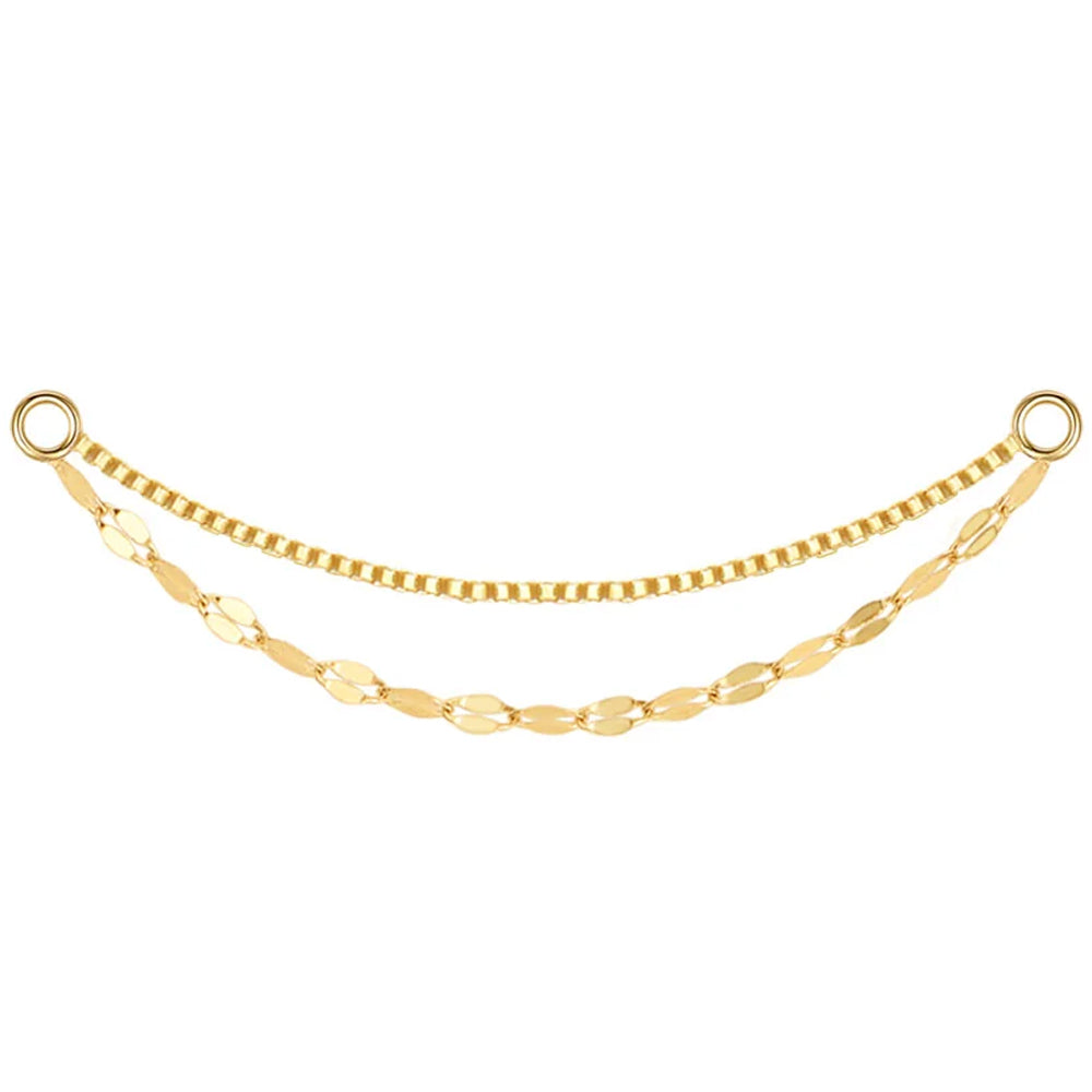 Box & Mirror Double Chain Attachment in Gold