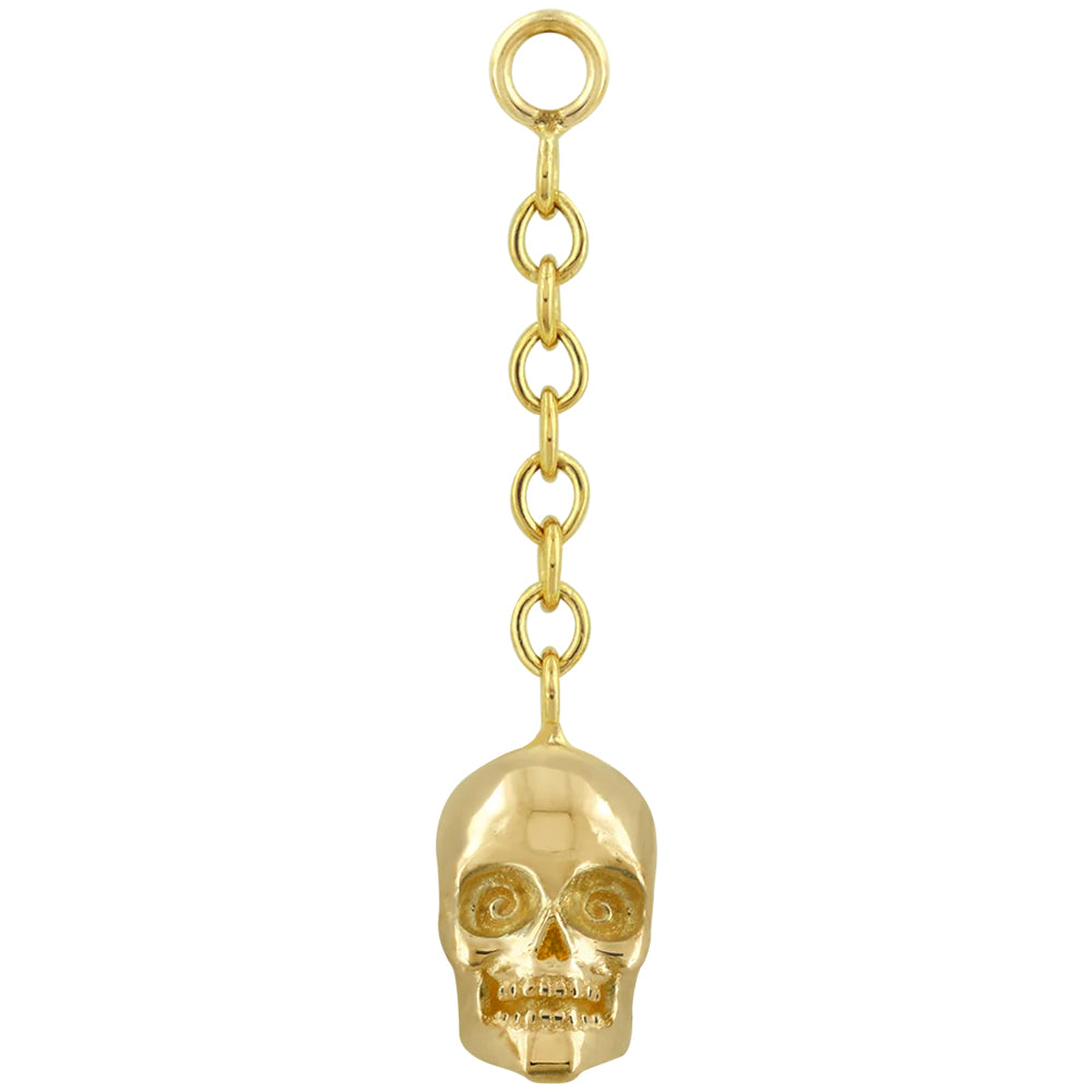 Skull Drop Chain Charm in Gold