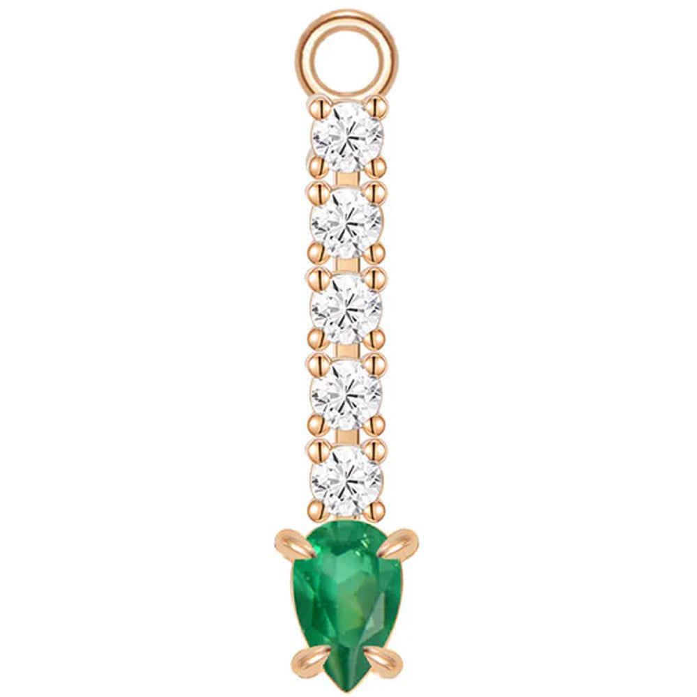 "Gregory" Charm in Gold with Green Chalcedony & Diamonds