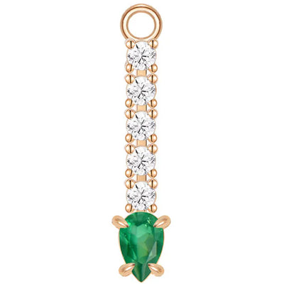 "Gregory" Charm in Gold with Green Chalcedony & Diamonds