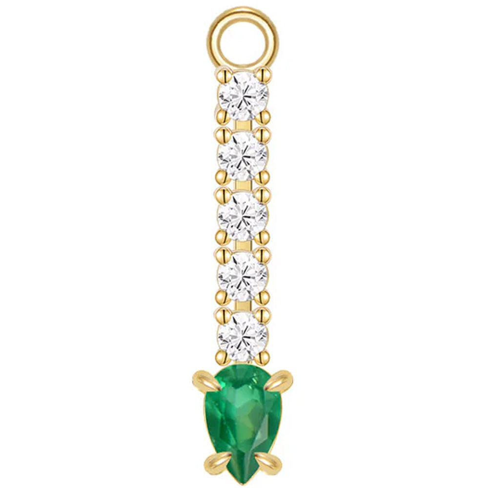 "Gregory" Charm in Gold with Green Chalcedony & Diamonds
