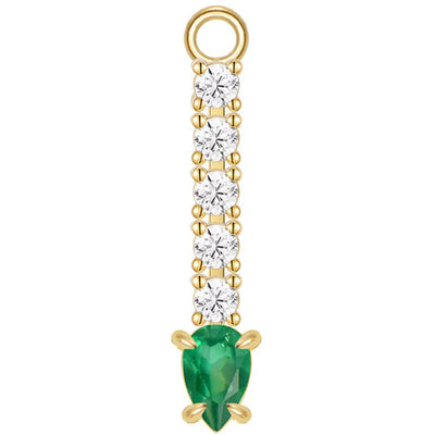 "Gregory" Charm in Gold with Green Chalcedony & Diamonds