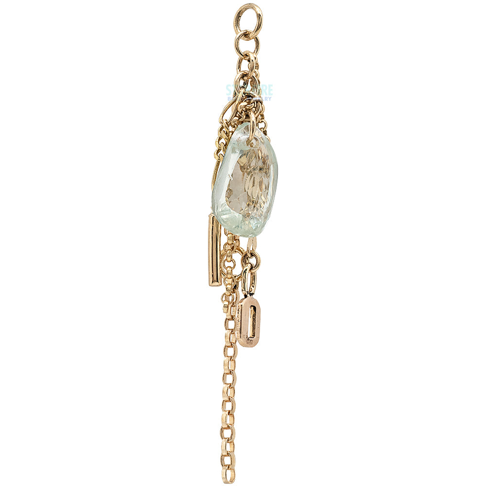 "Junk Charm" Chain Charm in Gold with Rose Cut Freeform Pale Green Sapphire