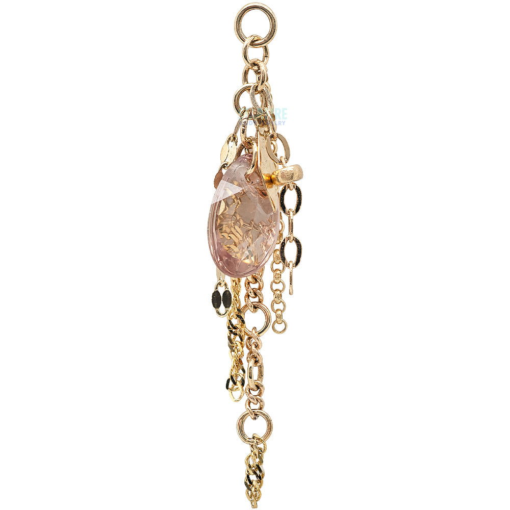 "Junk Charm" Chain Charm in Gold with Rose Cut Freeform Pink Sapphire