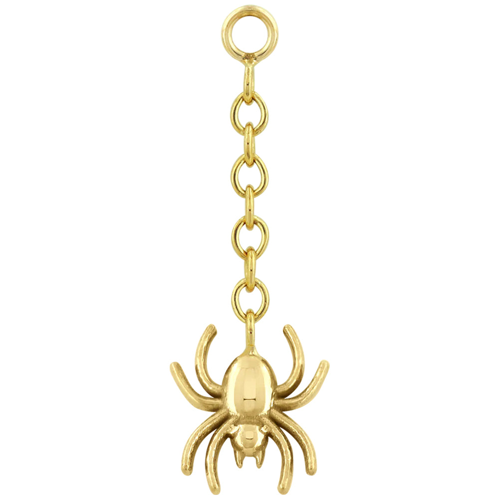 Spider Drop Chain Charm in Gold