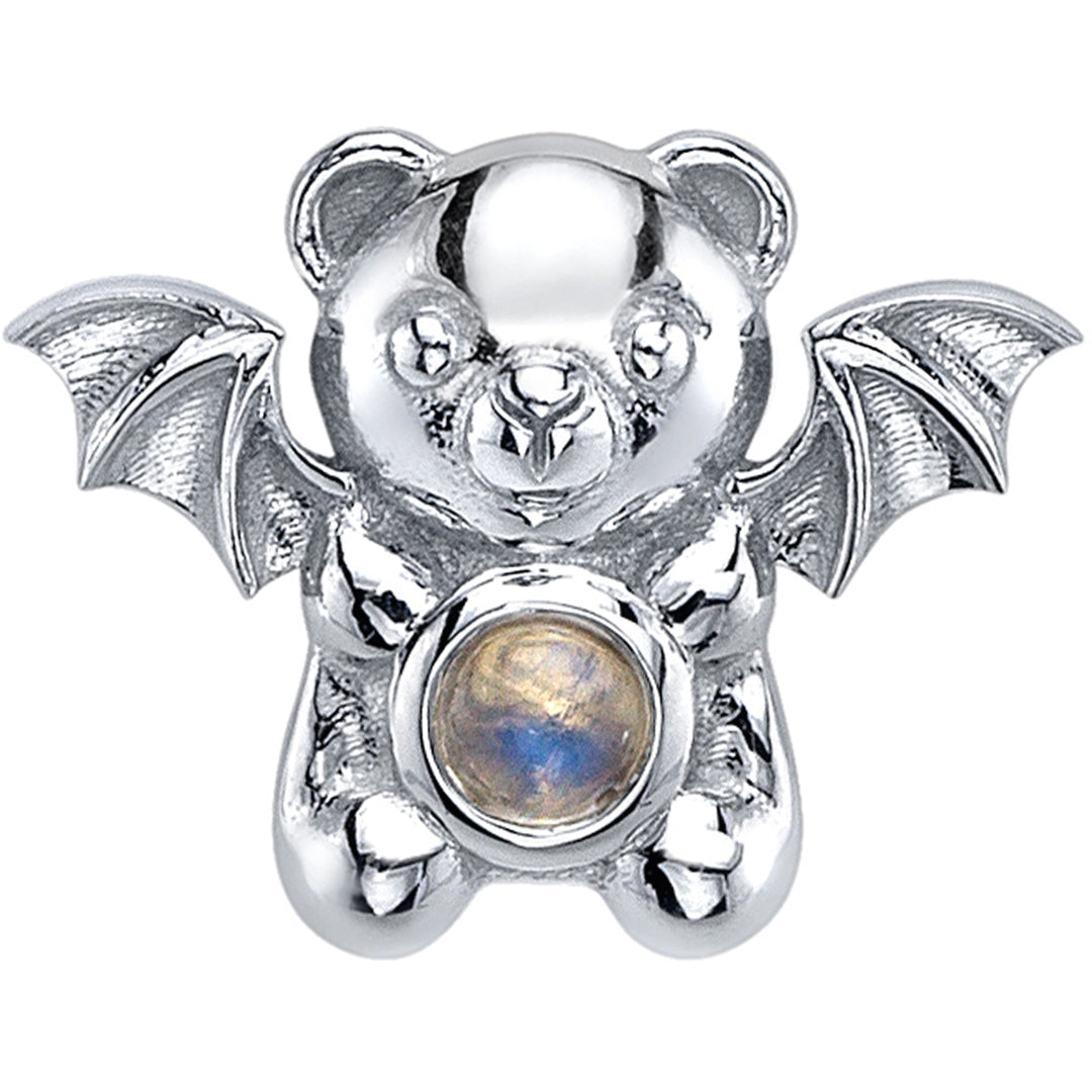 "Nocturna" Threaded End in Gold & Platinum with Rainbow Moonstone