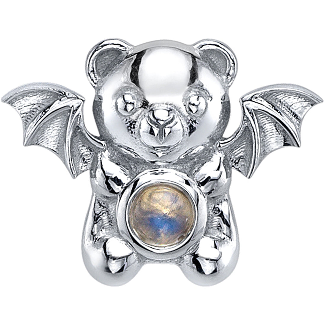 "Nocturna" Threaded End in Gold & Platinum with Rainbow Moonstone