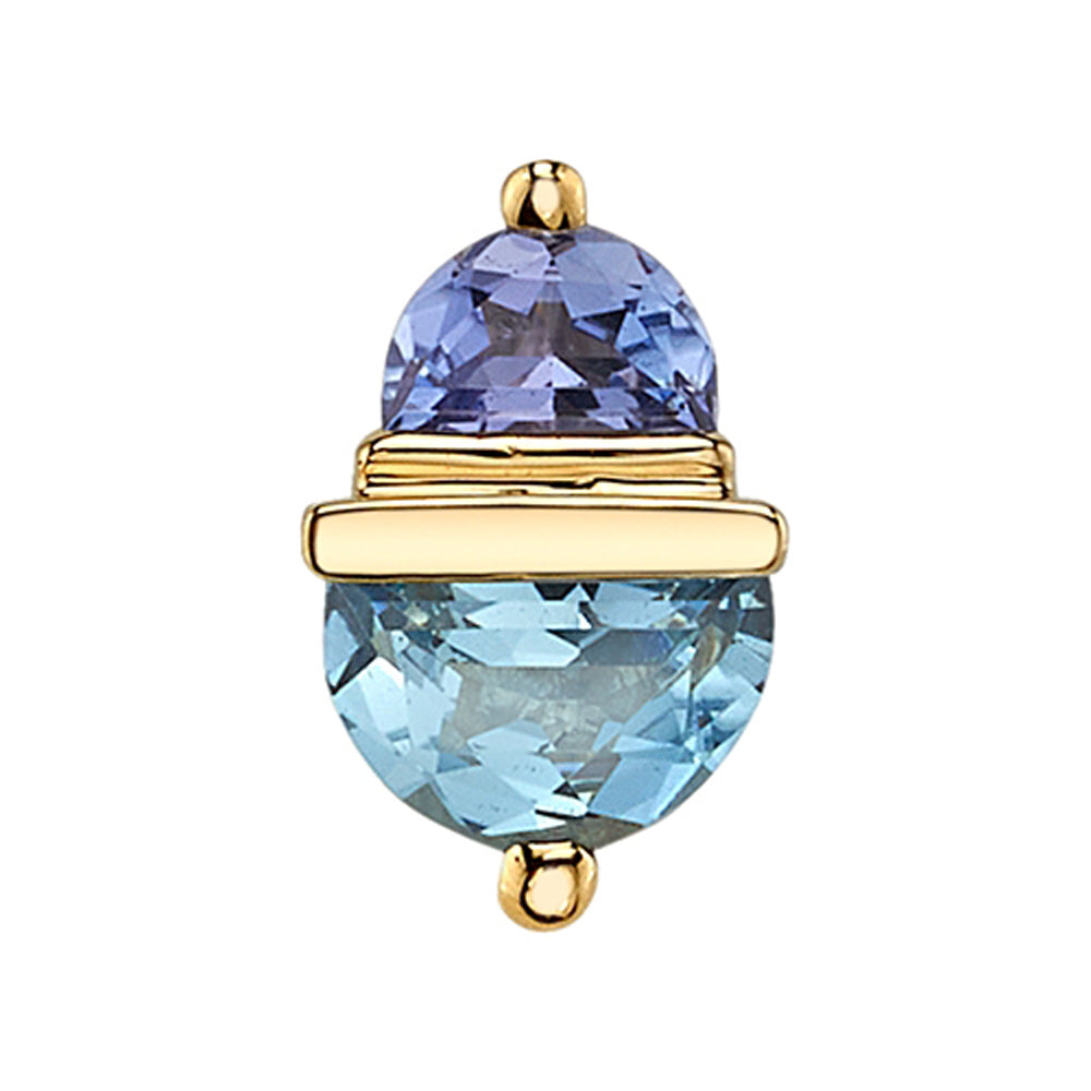 "Zoltar" Threaded End in Gold & Platinum with Tanzanite & Aquamarine