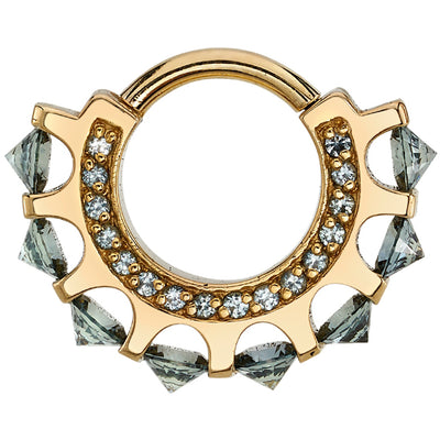 "Lia" Hinge Ring in Gold & Platinum with Grey Sapphires