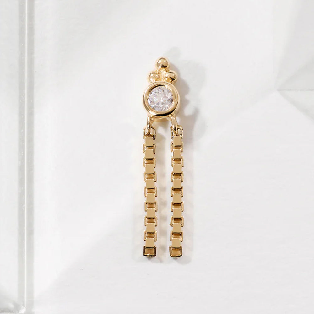 threadless: "Monaco" End with Chains in Gold with Moissanite