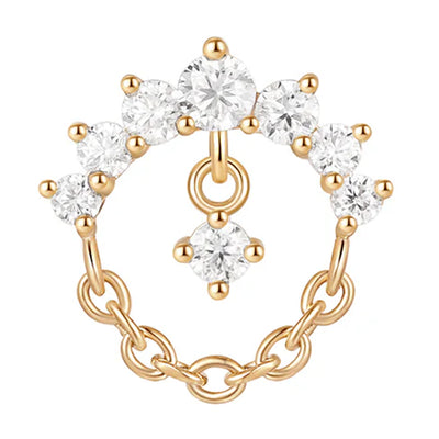 threadless: "Power Drip" End with Chain in Gold with Moissanites