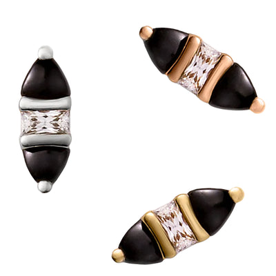 threadless: "Innuendo" End in Gold with Black Spinel & CZ