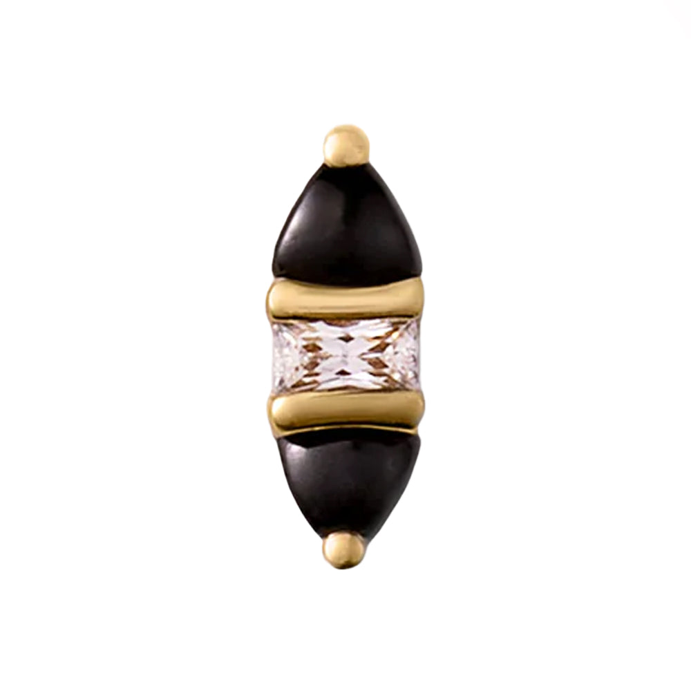 threadless: "Innuendo" End in Gold with Black Spinel & CZ