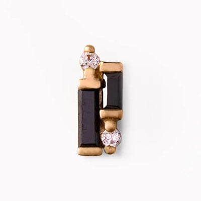 threadless: "Perspective" End in Gold with Black Spinel & CZ's