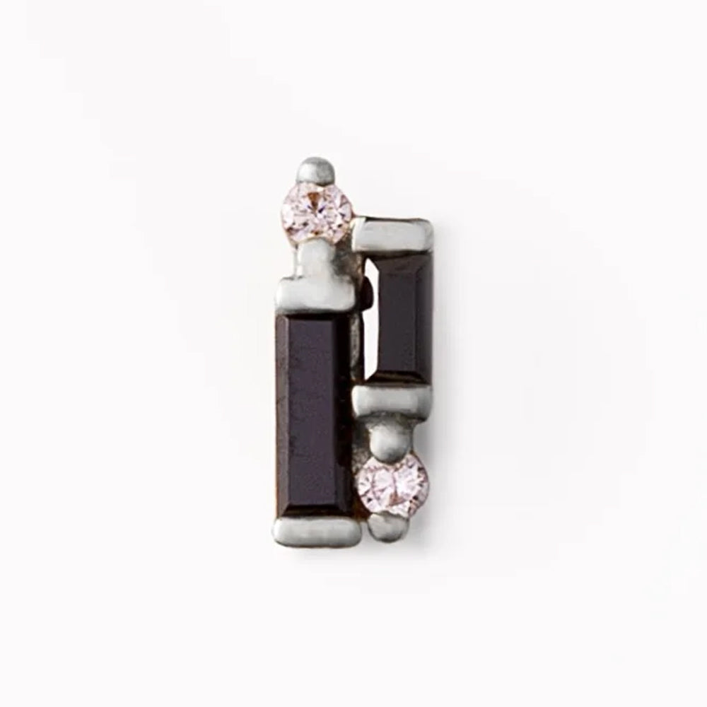 threadless: "Perspective" End in Gold with Black Spinel & CZ's