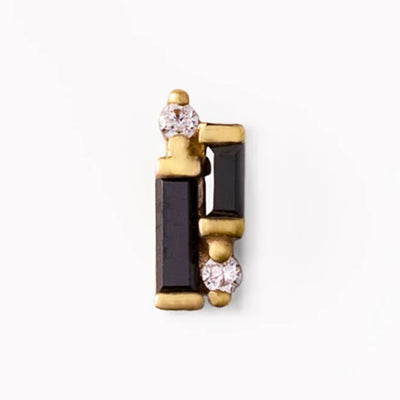 threadless: "Perspective" End in Gold with Black Spinel & CZ's