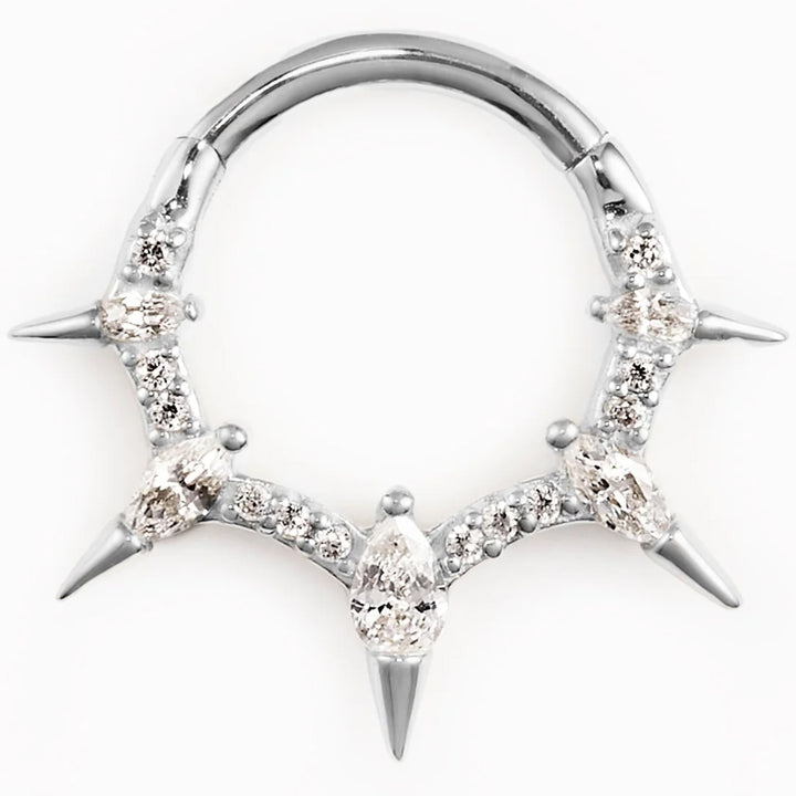 "Neoteric" Hinge Ring / Clicker in Gold with CZ's