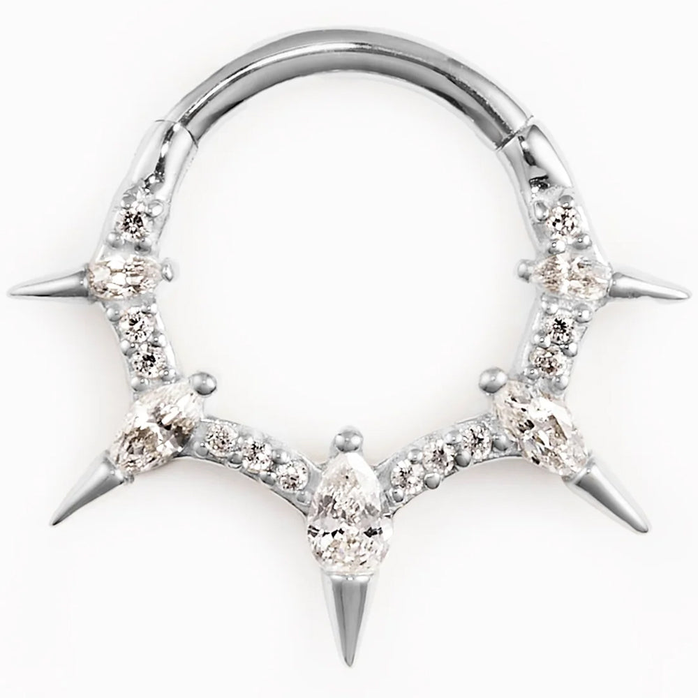 "Neoteric" Hinge Ring / Clicker in Gold with CZ's
