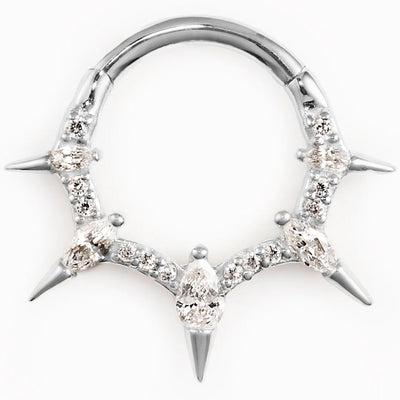 "Neoteric" Hinge Ring / Clicker in Gold with CZ's
