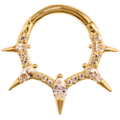 "Neoteric" Hinge Ring / Clicker in Gold with CZ's