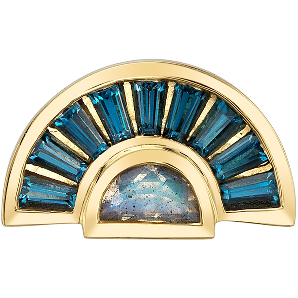 "Masaki" Threaded End in Gold & Platinum with London Blue Topaz & Faceted Labradorite