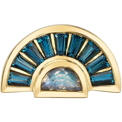 "Masaki" Threaded End in Gold & Platinum with London Blue Topaz & Faceted Labradorite