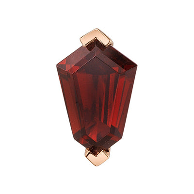 Prong-Set Shield Threaded End in Gold & Platinum with Garnet