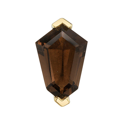 Prong-Set Shield Threaded End in Gold & Platinum with Smoky Quartz