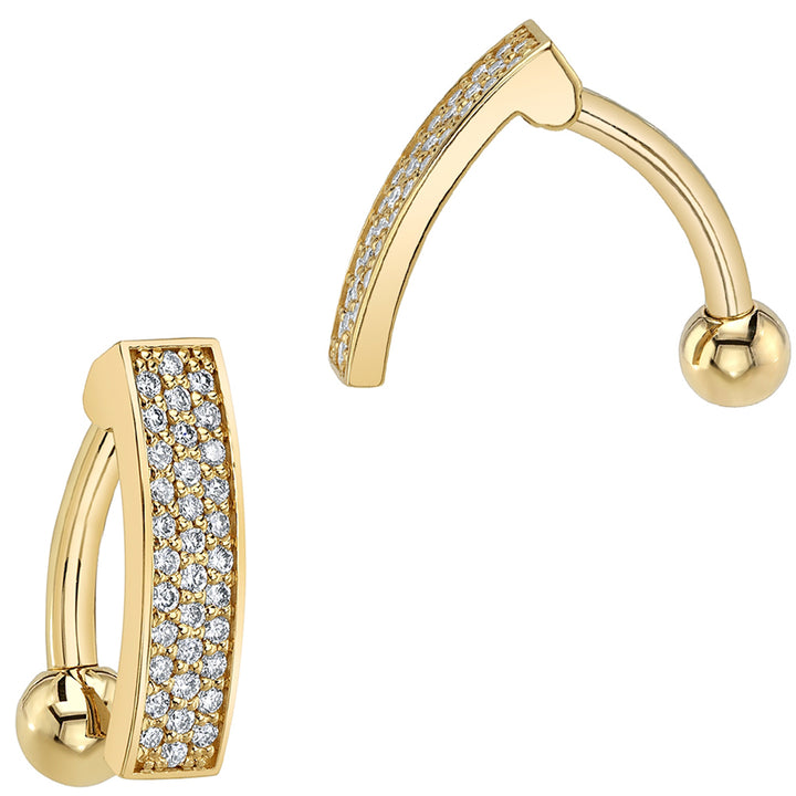 "Kenari" 'Comfort Fit' Navel Curve in Gold & Platinum with White CZ's
