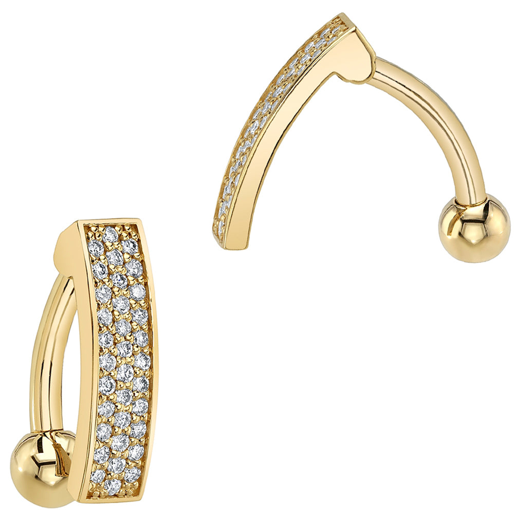 "Kenari" Top Loader Navel Curve in Gold & Platinum with White CZ's