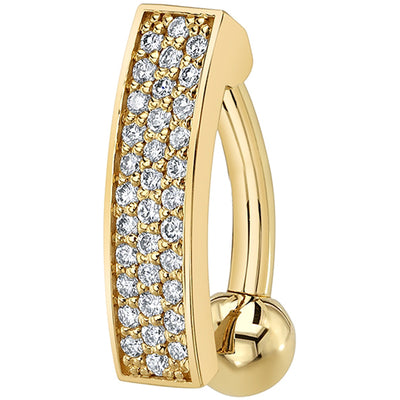 "Kenari" Top Loader Navel Curve in Gold & Platinum with White CZ's