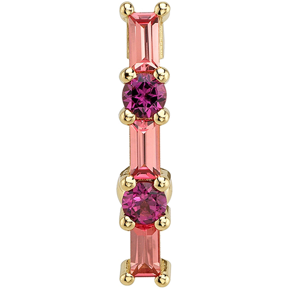 "Solaria" Top Loader Navel Curve in Gold & Platinum with Padparadscha Sapphire & Garnet