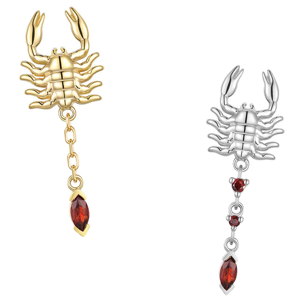 threadless: "Draco" Scorpion End in Gold with Red Garnet