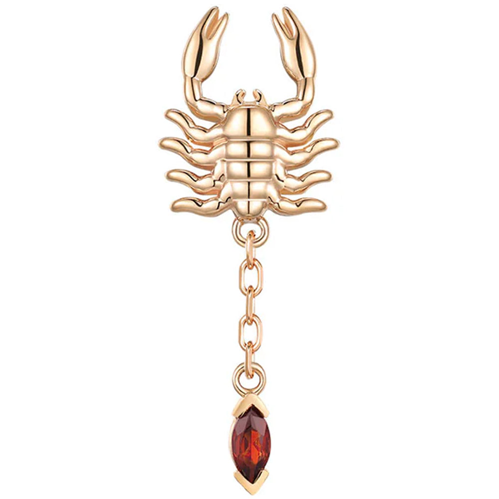 threadless: "Draco" Scorpion End in Gold with Red Garnet
