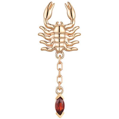 threadless: "Draco" Scorpion End in Gold with Red Garnet