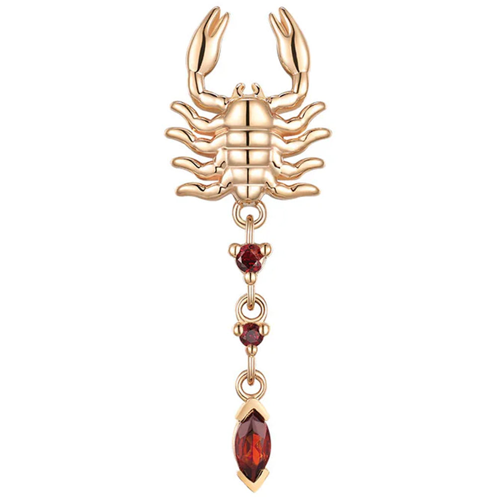 threadless: "Draco" Scorpion End in Gold with Red Garnet