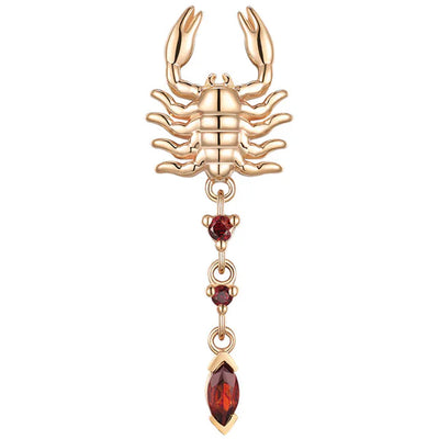 threadless: "Draco" Scorpion End in Gold with Red Garnet
