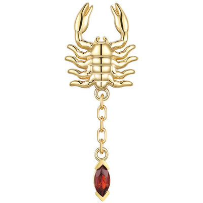 threadless: "Draco" Scorpion End in Gold with Red Garnet