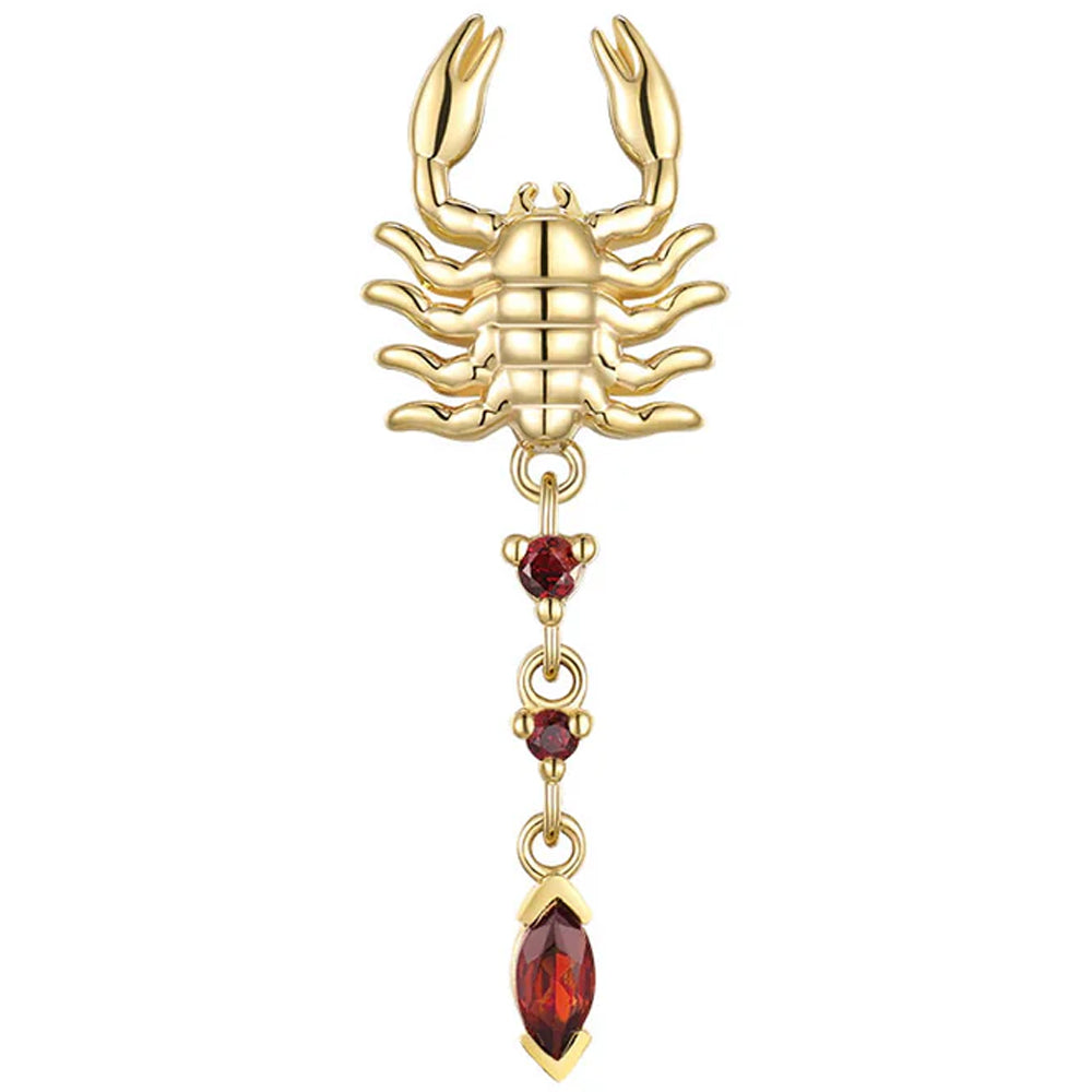 threadless: "Draco" Scorpion End in Gold with Red Garnet