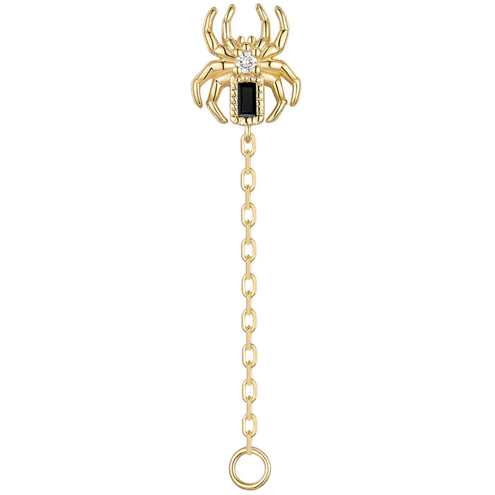 threadless: Baguette "Grim" Spider Chain Attachment End in Gold with Genuine Gemstones