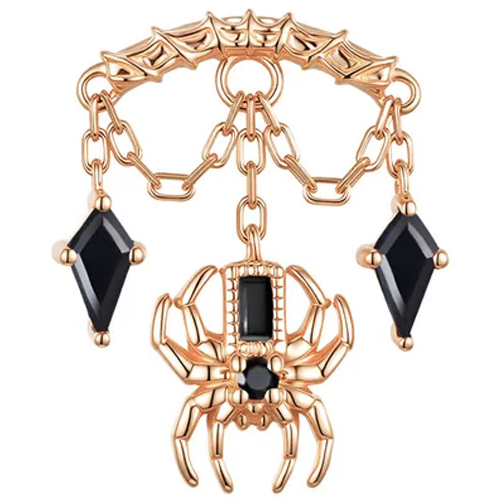 threadless: Kite Spider Hidden Helix End with Chains in Gold with Genuine Gemstones