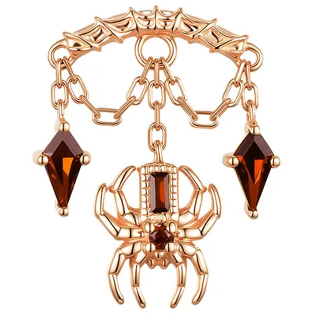 threadless: Kite Spider Hidden Helix End with Chains in Gold with Genuine Gemstones