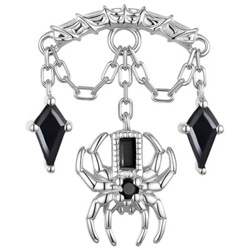 threadless: Kite Spider Hidden Helix End with Chains in Gold with Genuine Gemstones